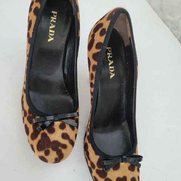 Prada Cheetah Print Pony Hair Leather Heels - Picture 5 of 5